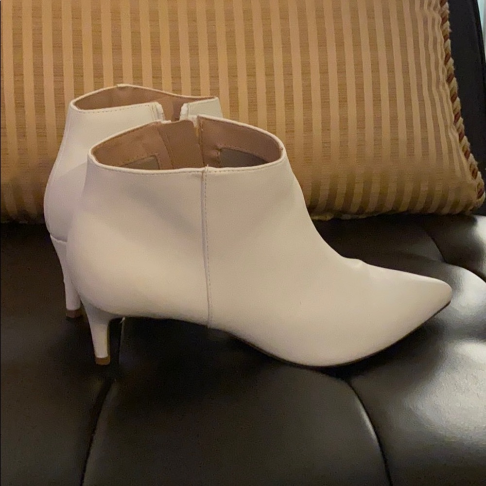 White Booties 1 1/2 inches pointy heels
